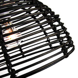 Abat-jour suspension Vintage noir en rotin, osier de style panier traditionnel par Happy Homewares
