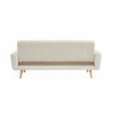 Alice's Home - Canapé Convertible à bouclettes Blanches- Oskar - 2-3 Places scandinave Droit avec Pieds Bois