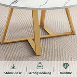 Grande table basse moderne, table basse ronde de 30 pouces avec cadre en métal doré, plateau de table en marbre simple, table à thé de décoration d'intérieur contemporaine pour bureau de salon,Noir