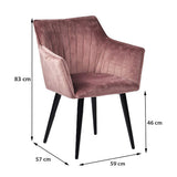 Nimara Mary Fauteuil en Velours avec accoudoirs