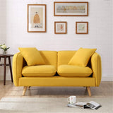 Canapé Paresseux Jambes en bois naturelles démontables de style nordique occasionnel de mode de dos / bras de sofa-lit faciles à se réunir Canapé Pliant Au Sol ( Color : Yellow , Size : Three person )
