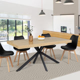 IDMarket - Table à Manger Alix 6-8 Personnes Pied araignée Bois et Noir 160 cm