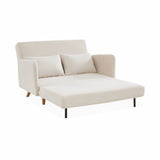 Alice's Home - Canapé Convertible 2 Places scandinave - Panam - Pieds Bois. bouclettes Blanches. Banquette. Dossier inclinable