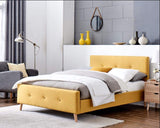 Mobilier Deco Lit scandinave en Tissu Jaune avec sommier140 x 190 cm ZIKO