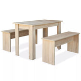 Tidyard 3 pcs Mobilier de Salle à Manger | Table a Manger | Mobilier de Cuisine | Table de Cuisine avec 1 Table et 2 Bancs Aggloméré Chêne