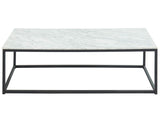 HOMIFAB Table Basse rectangulaire 120 cm en marbre Blanc et Pieds en métal Noir - Collection Telma.