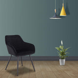 WOLTU Lot de 2 Chaises de Salle à Manger avec accoudoirs, Chaise de Salon Structure en métal et Assise en Velours,Noir BH93sz-2