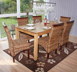 Mendler Lot de 2 chaises M45, Banane tressée, 47x54x93cn, Pieds Marrons
