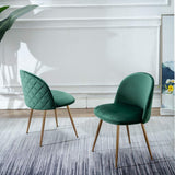 Wahson Chaises Salon en Velours Doux avec Pieds en métal plaqué Or Réglables, Lot de 2 Chaises pour Salon/Chambre à Coucher/Cuisine/Vanity,Vert