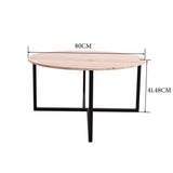 Table basse ronde pour salon avec pieds en métal, noir + chêne blanc.
