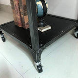 Jcnfa-Tables Table Basse Industrielle LOFT Américaine, Table Basse À roulettes en Fer, Table D'appoint Canapé Créatif, Table Basse Carrée avec Rivets, Noir