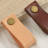 Yardwe 2pcs cuir poignée de porte de meubles boutons de porte d'armoire tiroir boucle tire poignées de porte (brun)