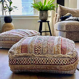 Coussin de Sol Bohème - Mélange Pure Laine et Coton - Remplissage Non Inclus - 60x20cm - Pouf Pouf Patchwork Fait Main Pouf Pouf