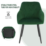 WOLTU Chaise Salle à Manger, Fauteuil Salon, Chaise Scandinave, Chaise de Cuisine en Velours, Assis Rembourré avec Accoudoirs et Dossier, Pieds en Métal, Vert Foncé, BH352dgn-1