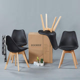 EGGREE Chaises Salle à Manger Scandinaves Lot de 4 Chaises de Cuisine, Rétro Tulip Rembourrée Chaise de Salle de Bureau, Pieds en Bois de Hêtre Massif, Noir