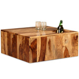 Tidyard Table Basse Bois | Table Basse Industriel | Table Console Bois Massif de Sesham 70 x 70 x 30 cm
