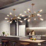 ENCOFT Sputnik Suspension Moderne 12 Lumières E27 Base, Lustre Luminaire en Métal Lampe pour Chambre Cuisine Salle à Manger Restaurant, Or Sans Ampoules
