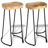 vidaXL 2X Bois de Manguier Massif Tabouret de Bar Gavin Meuble de Bistrot