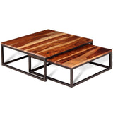 Festnight 2 pcs Ensemble de Table Basse Gigogne Style Rétro Bois de Sheesham Massif