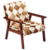 YiYueTrade Fauteuil Blanc et Marron Cuir véritable de chèvre