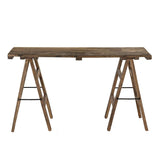 Console Tréteaux 140X38Cm en Bois Recyclé - Esprit Brocante