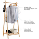 LANGRIA Portant Sèche-Linge à Vêtements Pliable fait en Bois de Bambou avec 1 Tige et 4 Crochets Latéraux Conception en Forme de A, Capacité 20 (Couleur Bambou Naturel)