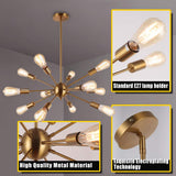 ENCOFT Sputnik Suspension Moderne 12 Lumières E27 Base, Lustre Luminaire en Métal Lampe pour Chambre Cuisine Salle à Manger Restaurant, Or Sans Ampoules