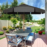 COSTWAY Parasol de Jardin Extérieur, Parasol Inclinable avec Lambrequin, 8 Baleines en Bois Blanc, Protection UV, pour Balcon/Jardin/Terrasse (Gris)