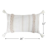 Lomohoo - Taie d'oreiller moderne simple touffeté à pompons géométriques tricotés pour décoration d'intérieur, beige uni, Coton, beige, 30cm x 50cm