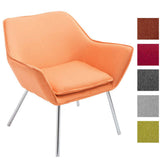 CLP Fauteuil Lounge Design Caracas Tissu I Chaise Confortable Assise et Dossier rembourrés Accoudoir I Fauteuil de Salon Piètement en Métal Orange