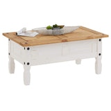 IDIMEX Table Basse de Salon Campo rectangulaire en Bois Style Mexicain avec 1 tiroir, en pin Massif lasuré Blanc et Brun