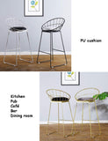 YLCJ Tabouret de Bar Nordique Chaise de Bar en Fer forgé Chaise de Salle à Manger avec Tabouret Haut doré, Chaise de Bar Creuse en Fil de Fer Max. Charge 200kg