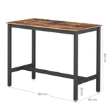 VASAGLE Table Haute de Bar Vintage, Table Polyvalente avec Armature en Fer, pour Boissons, Cocktails, Bar, Brasserie, Restaurant, Salon, Cuisine, Stable, Aspect Texture du Bois LBT91X
