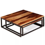 Festnight 2 pcs Ensemble de Table Basse Gigogne Style Rétro Bois de Sheesham Massif