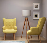 ZONS YPOS Fauteuil en Velours et Pieds en Bois 69x76xH98cm Jaune