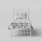 The Original Bed Co. Lit Metal Edwardian Cadre de Lit en Fer avec Sommier à Lattes en Bois 90 x 190 cm Blanc Satiné