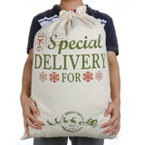 Sac de noel cadeau Santa Sacks Personnalisé Toile de jute Extra Large 19.7" X 26.8" Avec cordon rouge pour Noël présente des décorations de cadeaux de Noël et des cadeaux de fête (Grand)