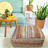 Coussin de Sol Bohème - Mélange Pure Laine et Coton - Remplissage Non Inclus - 60x20cm - Pouf Pouf Patchwork Fait Main Pouf Pouf
