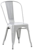 CLP Chaise Empilable en métal Belgrad - Chaise avec Dossier Haut Pieds avec Patins de Protection - Hauteur Assise 46 cm - Chaise de Cuisine Argent