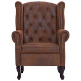 Tidyard Fauteuil Chesterfield avec Repose-Pieds en Simili Cuir Daim Touche de Confortable et Durable Marron