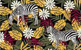 Personnalisé Papier Peint Panoramique intissé Zèbre Animal Plante Fleur 3D Papiers Peints Décoration Chambre Salon Tv Fond D'Écran Murales Tapisserie