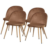 Chaise de Séjour Scandinave velours,Taupe, 47cm x 77cm x 50cm, Lot de 4