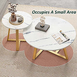 Grande table basse moderne, table basse ronde de 30 pouces avec cadre en métal doré, plateau de table en marbre simple, table à thé de décoration d'intérieur contemporaine pour bureau de salon,Noir