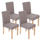 Mendler Lot de 4 chaises de séjour Littau, Tissu Gris, Pieds clairs