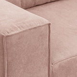 HOMIFAB Canapé d'angle Convertible réversible 4 Places avec Coffre de Rangement en Velours Fines côtes Rose pâle - Livia New