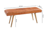 FineBuy bois massif cuir banque 117 x 51 x 38 cm style rétro | rembourré banc | Banc en cuir salle à manger brun | Petit banc de lit cuir véritable banc couloir