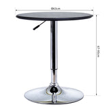 Table de bar table bistrot chic style contemporain table ronde hauteur réglable 67-93 cm Ø 63 cm métal chromé PVC noir