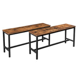 VASAGLE Bancs de Salle à Manger, Lot de 2, Siège pour Cuisine, Style Industriel, 108 x 32,5 x 50 cm, Cadre Métallique Durable, pour Cuisine, Salle à Manger, Salon, Marron Rustique KTB33X