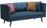 BOBOCHIC PARIS Canapé 3 Places Fixe avec coussins Bleu Canard, 225 x 93 x 77 cm