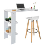 SoBuy® FWT55-W Table de Bar Murale Table Haute de Bar Mange-Debout Cuisine avec 2 étagères de Rangement - Blanc